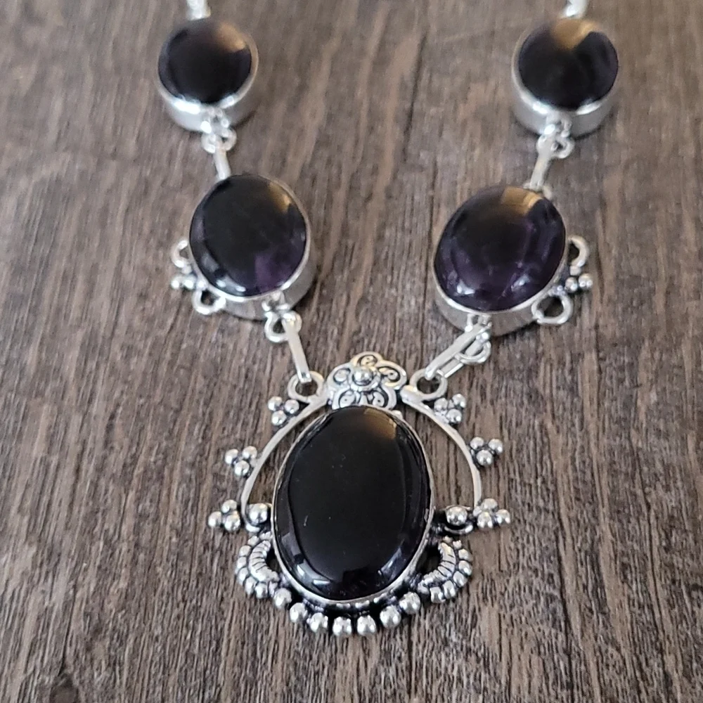 Artisan dark purple Amathyst Necklace